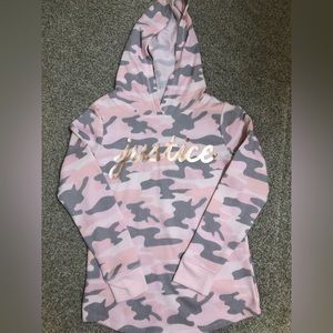 JUSTICE GIRLS 10 CAMOUFLAGE CAMO HOODED SWEATSHIRT HOODIE PULLOVER PINK GREY
